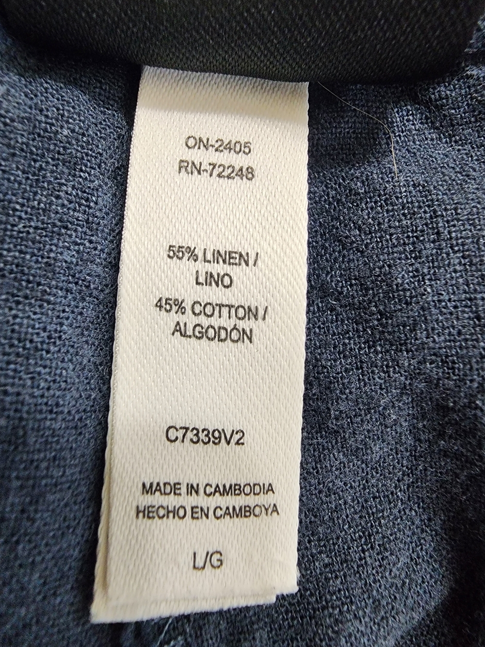 Felina Linen Cotton Wide Leg Crop Pants Navy Blue Large Pull On - Picture 9 of 12